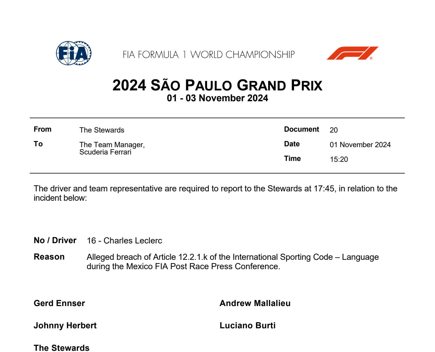 leclerc investigazione fia